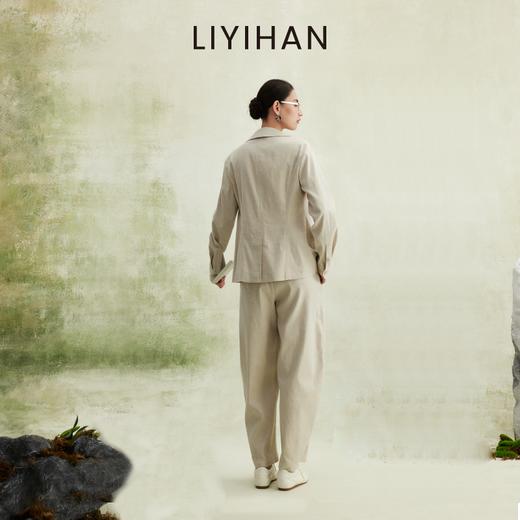 LIYIHAN 2026春新款通勤亚麻夹克上衣女米白色外套套装小众设计感 商品图4