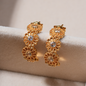 北京仓｜Tityaravy-Saï-金色 花朵 白托帕石 耳环［法国设计师］