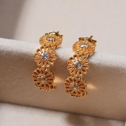 北京仓｜Tityaravy-Saï-金色 花朵 白托帕石 耳环［法国设计师］ 商品图0