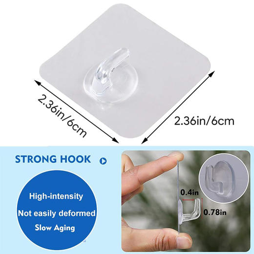 【12个装】美国 LAIGOO 透明粘贴式挂钩 粘力强劲 防水防潮 商品图3