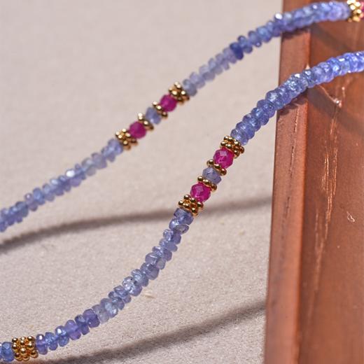 北京仓｜Tityaravy-Taevy-坦桑石 粉色红宝石 碧玺 钻石 项链［法国设计师］ 商品图2