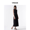 VIMAGE纬漫纪极简背心小黑裙坑条空气层无袖连衣裙2026春季新款V2507202 商品缩略图2