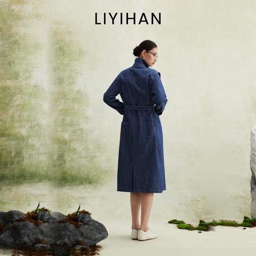 LIYIHAN 2026春新款通勤纯棉牛仔连衣裙女蓝色衬衫裙子小众设计感 商品图4