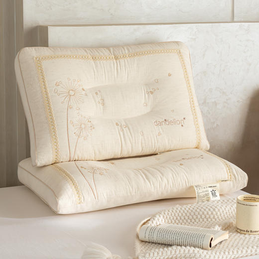 自然醒亚麻蒲公英枕-棉麻枕芯刺绣亚麻枕头XK 商品图9