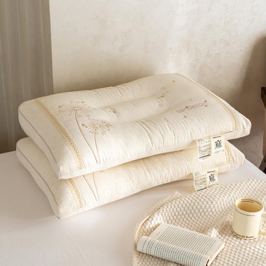 自然醒亚麻蒲公英枕-棉麻枕芯刺绣亚麻枕头XK 商品图11