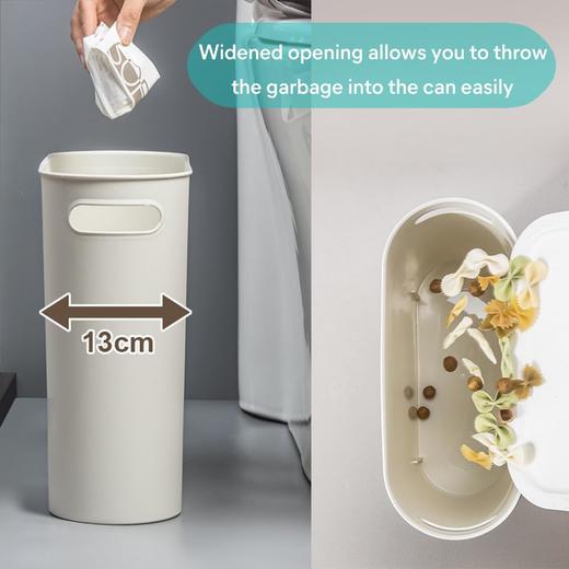 美国 LAIGOO 窄身塑料垃圾桶 带圆形垃圾袋孔 9L容量 适用于浴室、厨房、办公室、卧室 商品图2