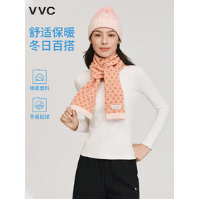 【分仓直发包邮】VVC燃点·100%羊毛格纹围巾VGW5X051（橙皮白/荔红白/星海蓝白）