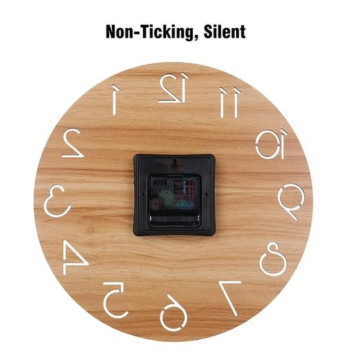 美国 LAIGOO 12英寸木质木纹底壁挂石英时钟 创意镂空数字 无框无玻璃 商品图3