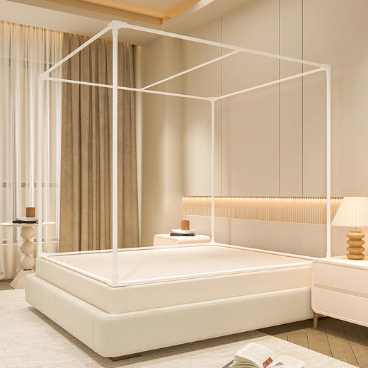 自然醒加高内穿U型三门保暖款夹棉防尘顶坐床蚊帐2402HH 商品图9