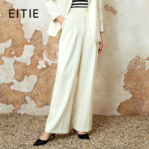 EITIE爱特爱简约高腰显瘦百搭通勤干练休闲裤春新款8105811 商品图0