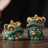 可爱舞狮一对彩金手绘工艺品摆件 商品缩略图0