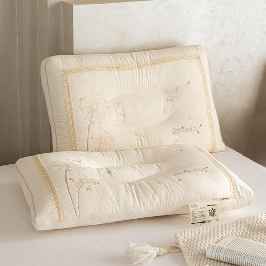 自然醒亚麻蒲公英枕-棉麻枕芯刺绣亚麻枕头XK 商品图8