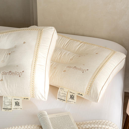 自然醒亚麻蒲公英枕-棉麻枕芯刺绣亚麻枕头XK 商品图13