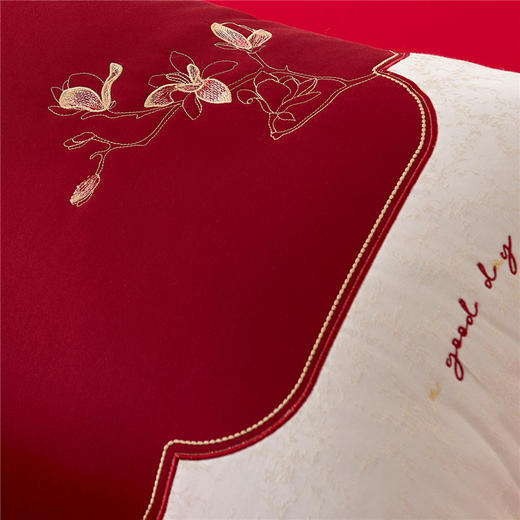 自然醒玉兰喜事婚庆枕-大红婚庆喜庆枕芯刺绣结婚枕头（送红礼袋）XK 商品图4