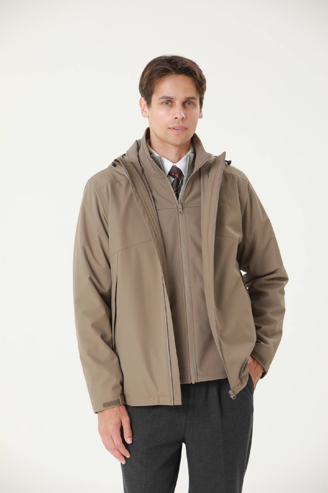 三合一户外冲锋衣320D—驼色