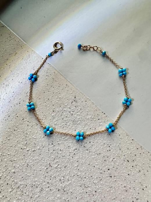 SpoiledBrat Jewelry彩色宝石四瓣小花手链 绿松石 石榴石 绿玉髓 锆石 手链 商品图5