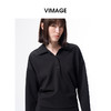 VIMAGE纬漫纪复古高智感通勤显瘦百搭黑色polo领上衣2026春季新款V2513203 商品缩略图3
