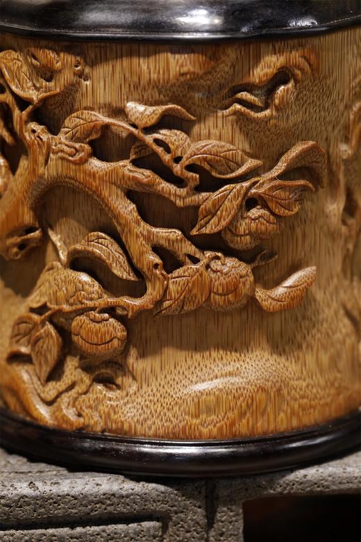 柿柿（事事）如意°锡胆竹雕茶叶罐 商品图10