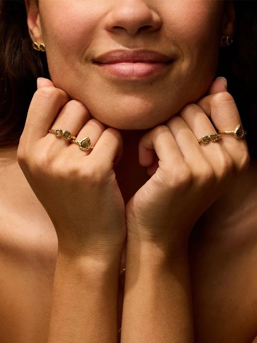 北京仓｜Agapee-LYSIANA-金色 圆形 水滴 戒指［法国设计师］ 商品图2