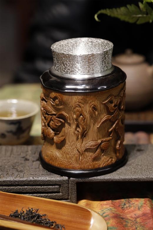 柿柿（事事）如意°锡胆竹雕茶叶罐 商品图1