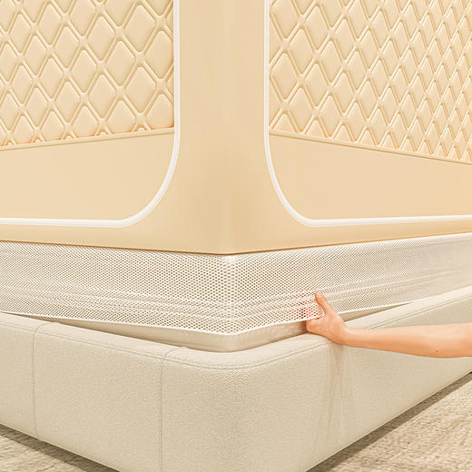 自然醒加高内穿U型三门保暖款夹棉防尘顶坐床蚊帐2402HH 商品图7