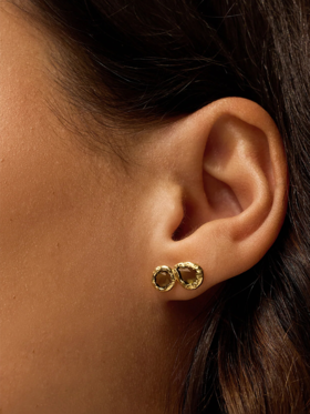 北京仓｜Agapee-LYSIANA-金色 圆形 水滴 耳环［法国设计师］