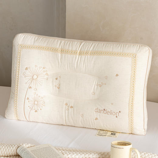 自然醒亚麻蒲公英枕-棉麻枕芯刺绣亚麻枕头XK 商品图2