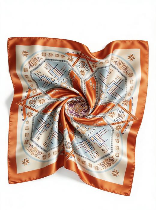 壮锦纹样桑蚕丝丝巾90*90cm 商品图4