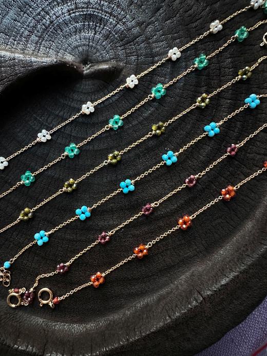 SpoiledBrat Jewelry彩色宝石四瓣小花手链 绿松石 石榴石 绿玉髓 锆石 手链 商品图9