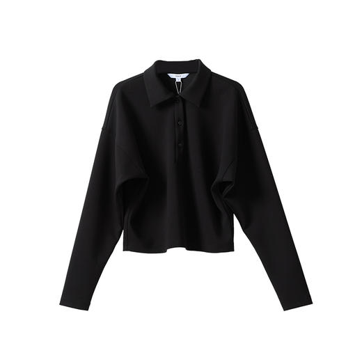 VIMAGE纬漫纪复古高智感通勤显瘦百搭黑色polo领上衣2026春季新款V2513203 商品图5