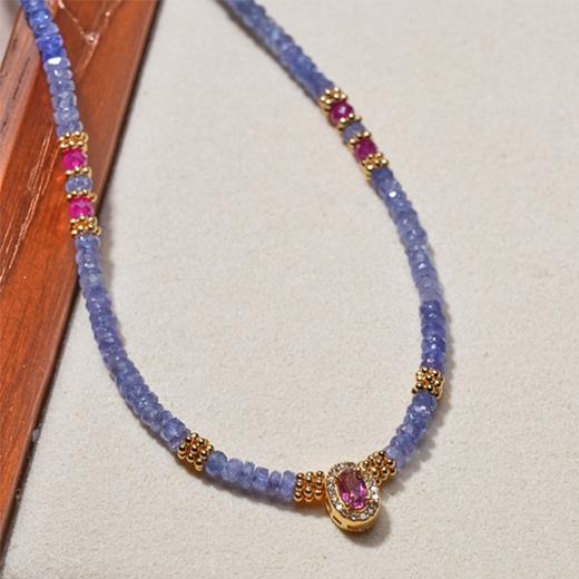 北京仓｜Tityaravy-Taevy-坦桑石 粉色红宝石 碧玺 钻石 项链［法国设计师］ 商品图1