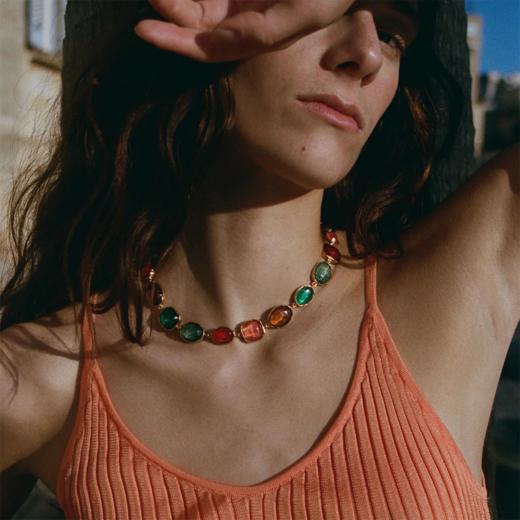 北京仓｜Goossens Paris-CABOCHONS-彩虹色 岩石水晶 项链［法国设计师］ 商品图0