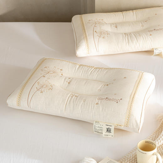 自然醒亚麻蒲公英枕-棉麻枕芯刺绣亚麻枕头XK 商品图12