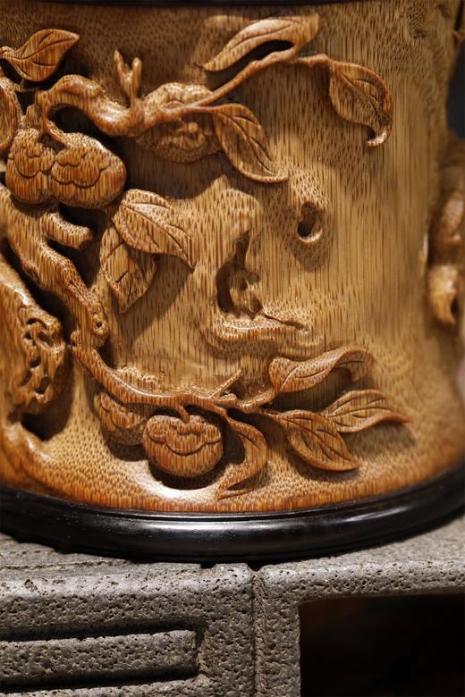 柿柿（事事）如意°锡胆竹雕茶叶罐 商品图11