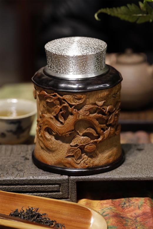 柿柿（事事）如意°锡胆竹雕茶叶罐 商品图0