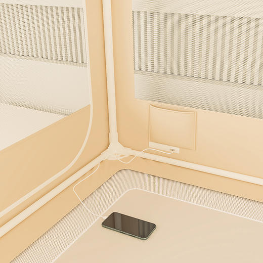 自然醒加高内穿U型三门保暖款夹棉防尘顶坐床蚊帐2402HH 商品图11