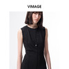 VIMAGE纬漫纪极简背心小黑裙坑条空气层无袖连衣裙2026春季新款V2507202 商品缩略图3