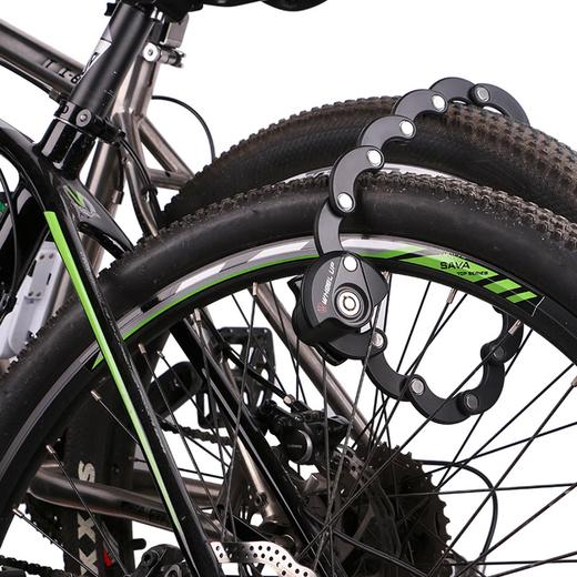 WHeeL UP 自行车锁防盗链条汉堡锁 迷你单车配件折叠锁【含汉堡锁+钥匙+锁架】黑灰款 商品图5