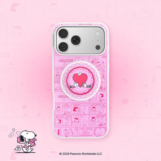 【史努比的情书】粉红篇章 POPCASE手机壳 MagSafe Popcase磁吸款 手机壳&圆啪嗒组合 粉色 Snoopy 爱心 漫画 iPhone17/16 商品图1