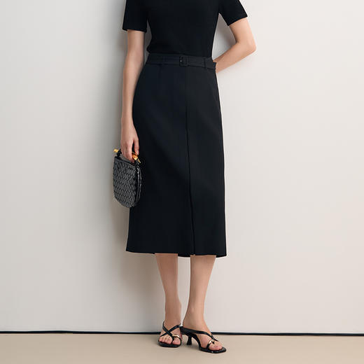 EITIE爱特爱显瘦a字高腰纯色通勤百搭半身裙2026春季新款8506204 商品图3