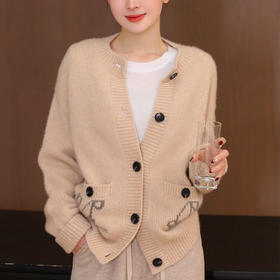 【预售7天】良木礼山羊绒圆领开衫（1476F）