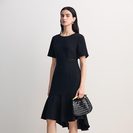 EITIE爱特爱通勤圆领不规则裙摆连衣裙2026春季新款8507215 商品图2