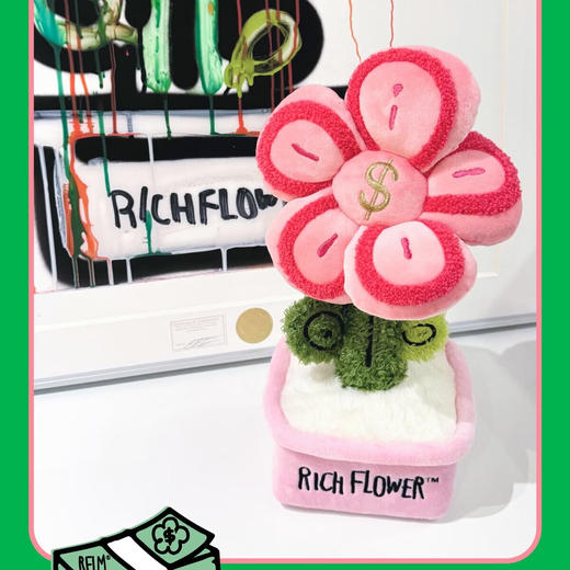 RICH FLOWER 有钱花 毛绒摆件 30CM 粉色 毛绒桌面摆件客厅装饰生日新年礼物送礼礼品 商品图3