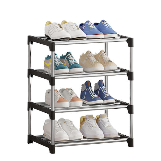 美国 升级款4层小型鞋架 家用入户收纳架 容易组装 层高16cm 灰色X0033OA47F 商品图4