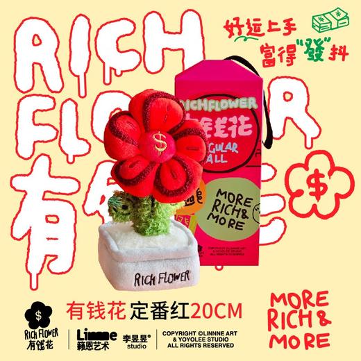 RICH FLOWER 有钱花 毛绒摆件 定番红 20CM 桌面摆件客厅装饰毛绒玩具公仔 商品图1