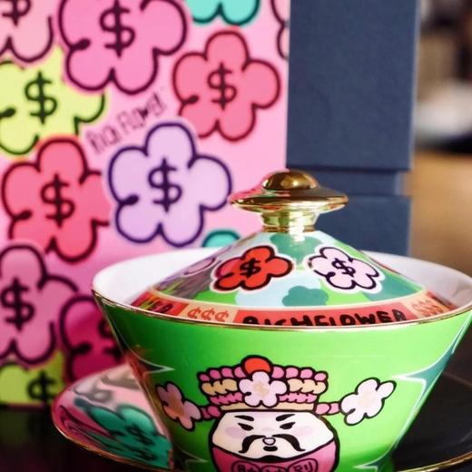 RICH FLOWER 有钱花 三才盖碗 创意防烫功夫泡茶碗礼品四件套 商品图2