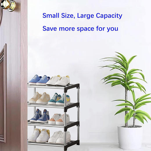美国 升级款4层小型鞋架 家用入户收纳架 容易组装 层高16cm 灰色X0033OA47F 商品图2