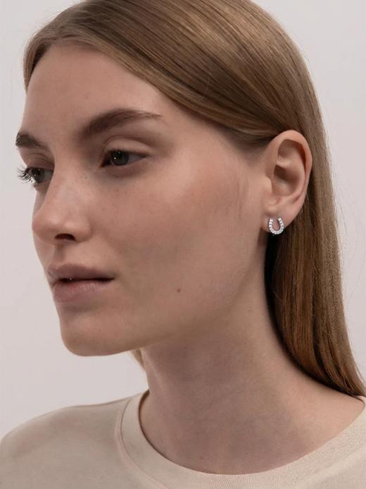 北京仓｜Skultuna-Pave-马蹄形 密钻 银色 耳钉［瑞典设计师］ 商品图0