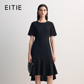 EITIE爱特爱通勤圆领不规则裙摆连衣裙2026春季新款8507215