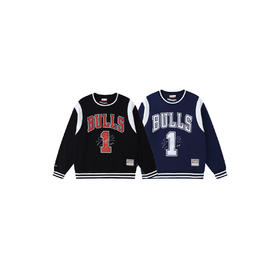 Mitchell&ness 公牛队罗斯退役纪念版 黑色/藏青色圆领卫衣